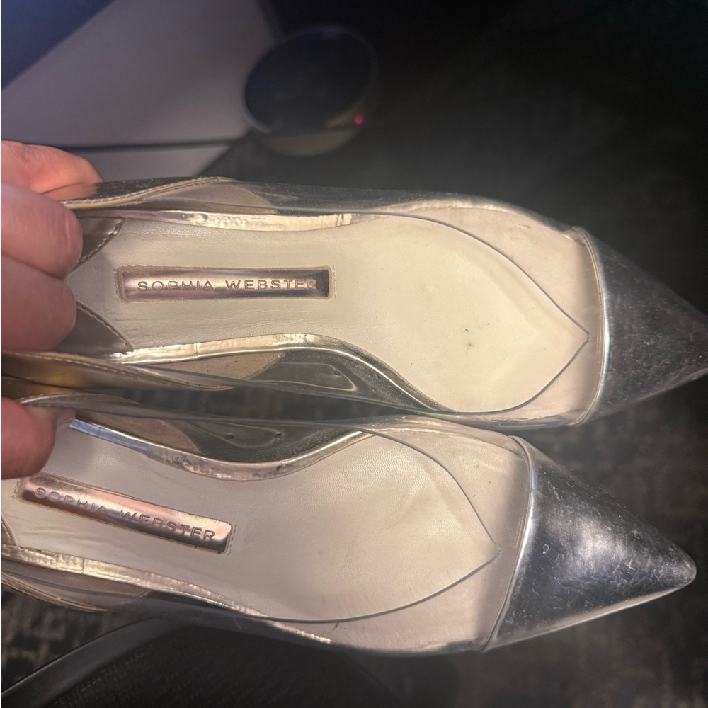 Sophia Webster Silver Flats with Metallic Finish